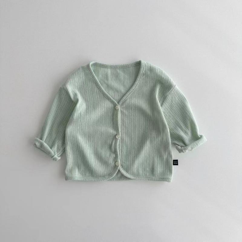 Unisex nan weicher gerippter Strickbaby-Cardigan mit V-Ausschnitt und hochkrempelbaren Ärmeln R&B