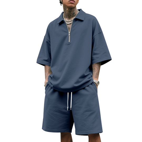 Herren lässiges Sport-Set mit kurzem Oberteil und praktischen Shorts R&B