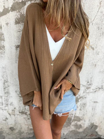 Damen Lässige Strickjacke mit weitem Schnitt und eleganten Knopfdetails