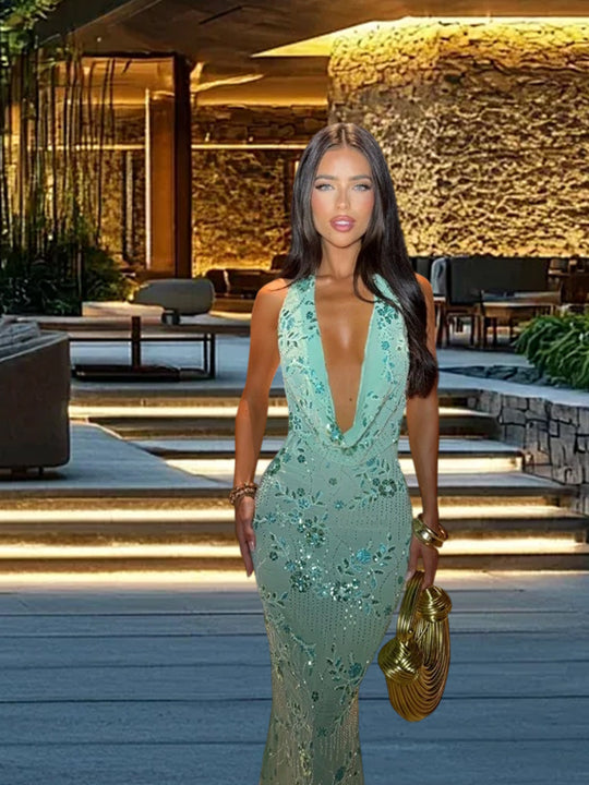 Damen Elegantes Maxikleid mit raffiniertem Drapierungsdesign und floralem Muster R&B