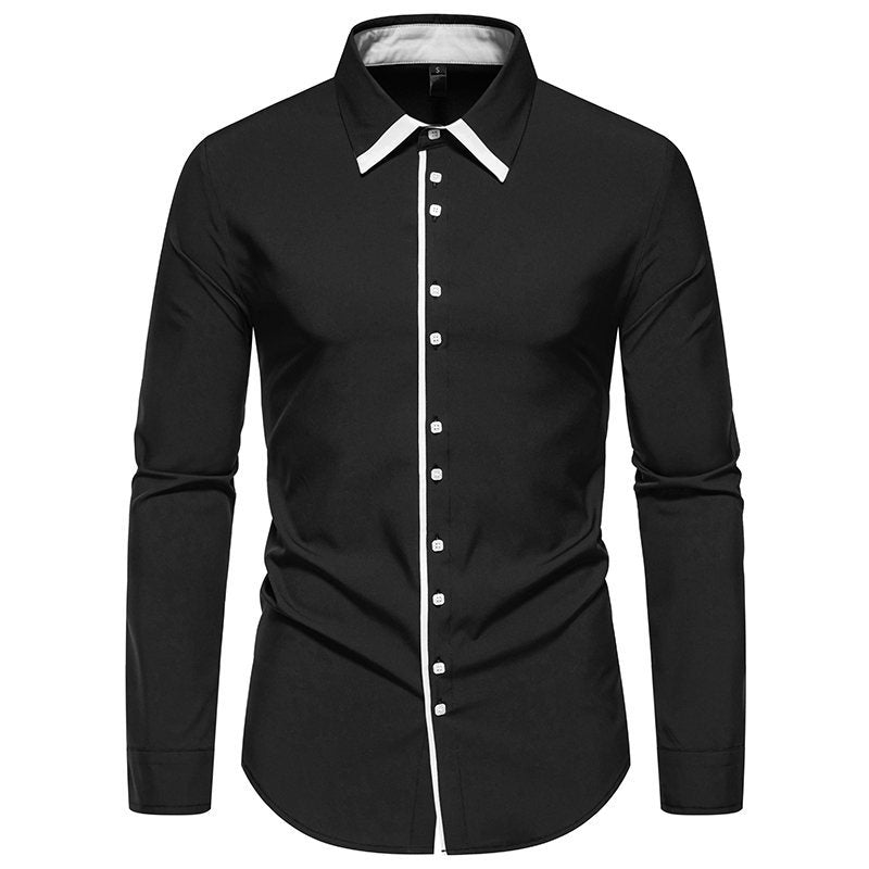 Herren elegantes Slim-Fit Hemd mit kontrastierendem Kragen und hochwertigen Stoffdetails