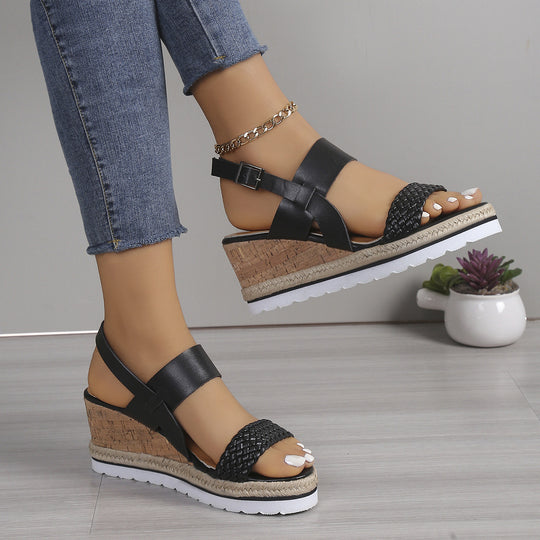 Damen Wedge-Sandaletten mit raffiniertem Flecht-Design und komfortablem Fußbett R&B