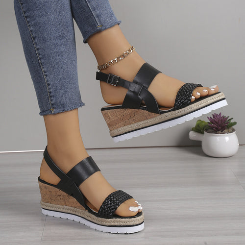 Damen Wedge-Sandaletten mit raffiniertem Flecht-Design und komfortablem Fußbett R&B