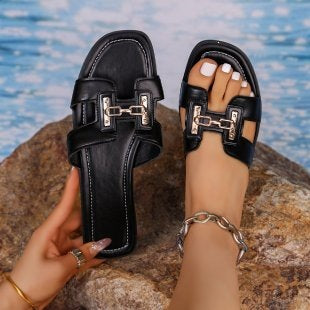 Damen modische Riemchen-Sandalen mit eleganten Schnallen R&B