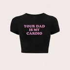 Damen Crop-Top mit witzigem Spruch und modernem Schnitt R&B
