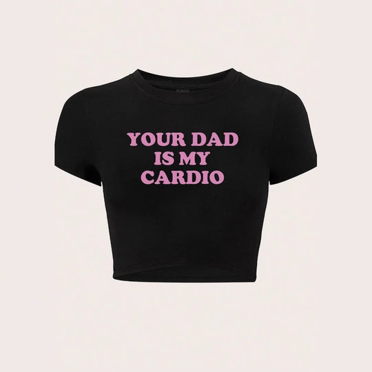 Damen Crop-Top mit witzigem Spruch und modernem Schnitt R&B