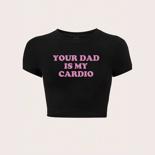 Damen Crop-Top mit witzigem Spruch und modernem Schnitt R&B