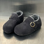 Damen Kuschelige Wildleder-Clogs mit warmem Innenfutter und praktischem Schnallenverschluss R&B