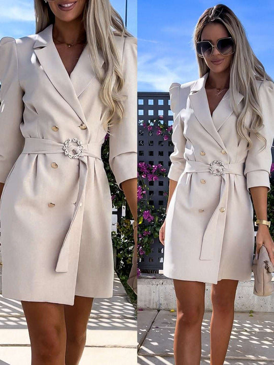 Damen Blazer Kleid mit tailliertem Schnitt und glamourösem Knopfdetail R&B