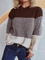 Damen gemütlicher Pullover mit trendy Streifenmuster R&B