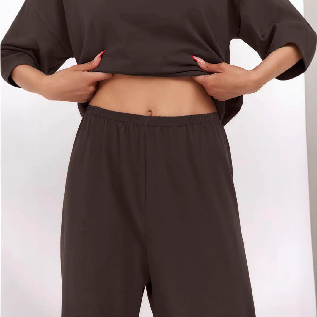 Damen lockeres Lounge-Set mit Knoten-Details und elastischer Taille R&B