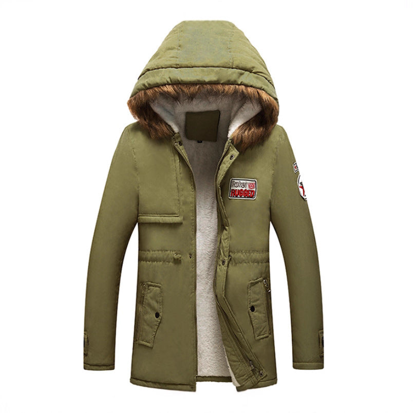Herren modische Winterjacke mit Kunstfellkragen und praktischen Taschen R&B