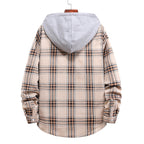 Damen Hemdjacke mit integrierter Kapuze und kariertem Muster