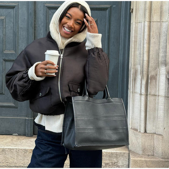 Damen lässige cropped Jacke mit hochschließendem Kragen R&B