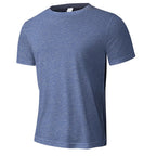 Herren nan meliertes Funktions-T-Shirt mit Rundhalsausschnitt, leichter Baumwollmischung und atmungsaktiver Struktur R&B