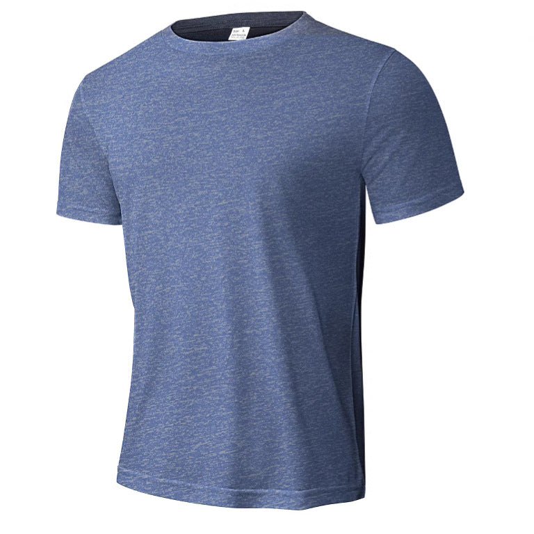 Herren nan meliertes Funktions-T-Shirt mit Rundhalsausschnitt, leichter Baumwollmischung und atmungsaktiver Struktur R&B