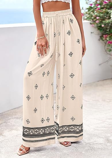 Damen weite Sommerhose mit Boho-Muster R&B