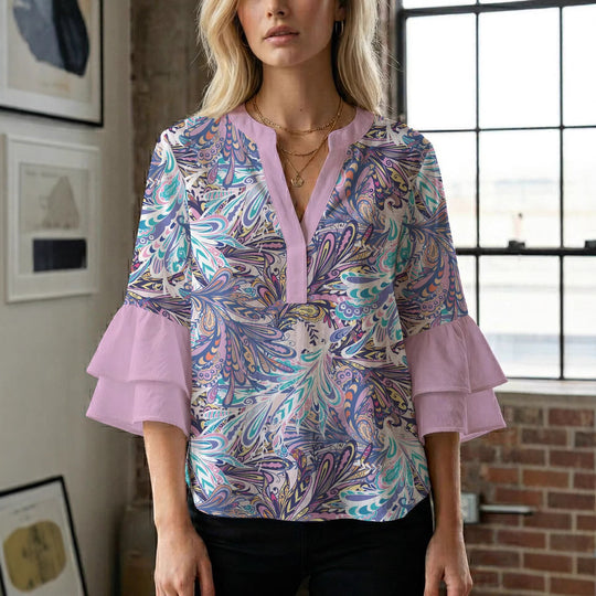 Damen Bluse mit wunderschönen floralem Design R&B