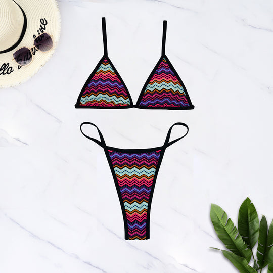 Damen Triangel-Bikini mit floralem Design und verstellbaren Trägern R&B