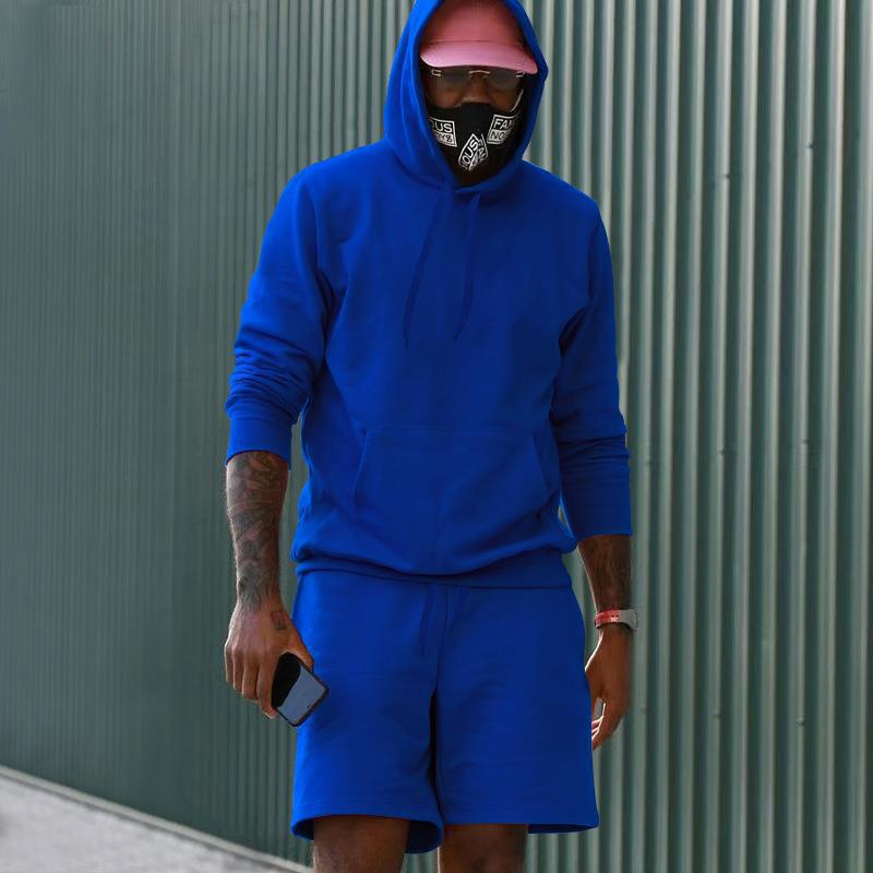 R&B Herren Hoodie-Shorts-Set mit Kängurutasche