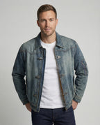 Herren Jeansjacke Bomber mit Teddyfutter