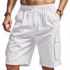 Herren nan knielange Utility-Shorts aus leichtem Baumwollmix mit elastischem Tunnelzugbund und aufgesetzten Klappentaschen R&B