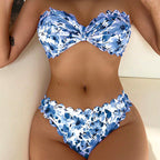 Damen Bandeau-Bikini mit raffinierten Blumenakzenten R&B