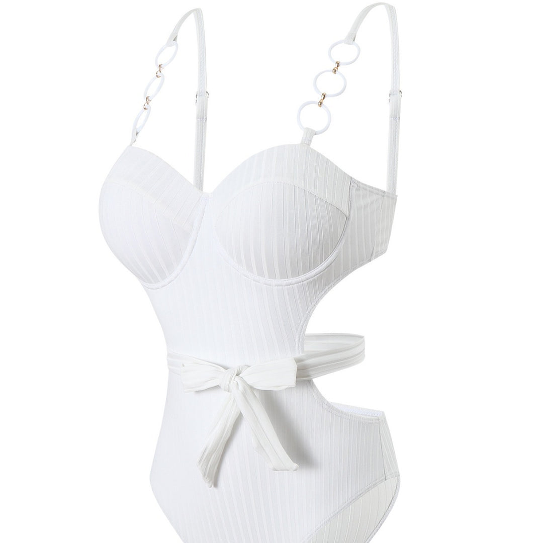 Damen Einteiler Badeanzug mit modischem Cut-Out Design und verstellbaren Trägern R&B