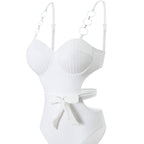 Damen Einteiler Badeanzug mit modischem Cut-Out Design und verstellbaren Trägern R&B