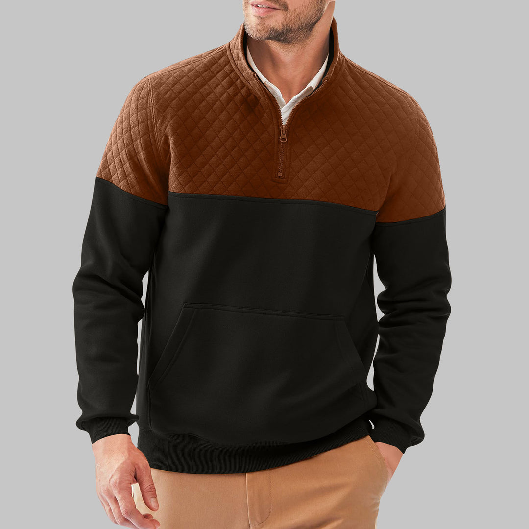 Herren Stepppullover mit hohem Kragen und praktischer Kängurutasche R&B
