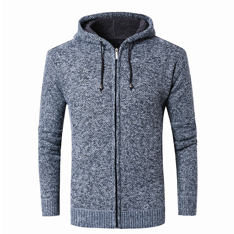 Herren moderne Strickjacke mit Kapuze und weichem Innenfutter R&B