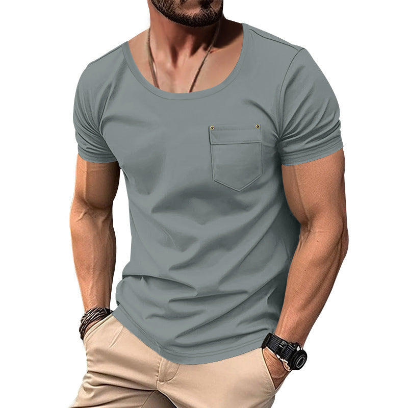 Herren T-Shirt mit praktischer Brusttasche und modernem V-Ausschnitt