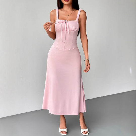 Damen Maxikleid mit formschöner Schnürung und eleganten Trägern R&B