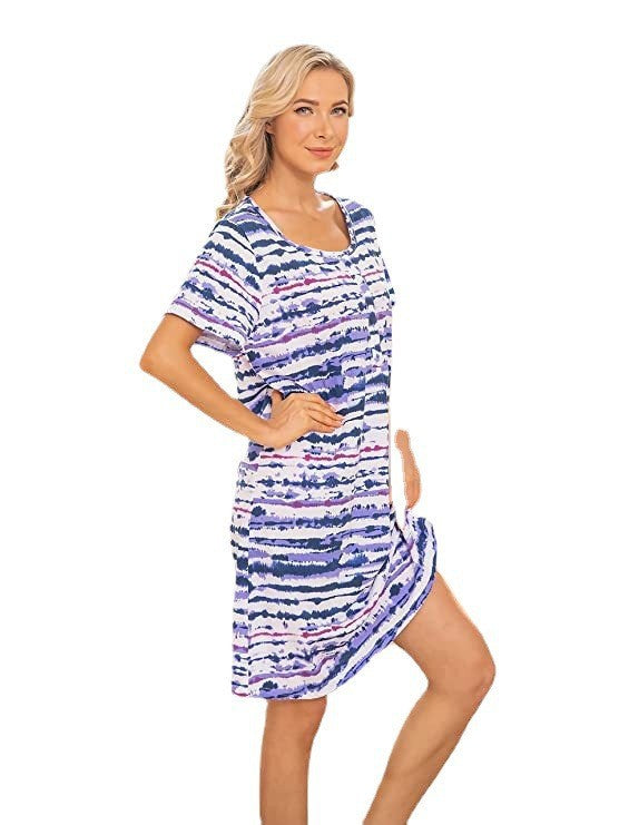 Damen Freizeit Tie-Dye Hemdkleid R&B