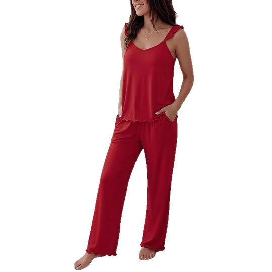 Damen Pyjama-Set mit zarten Rüschendetails und weichem Stoff R&B