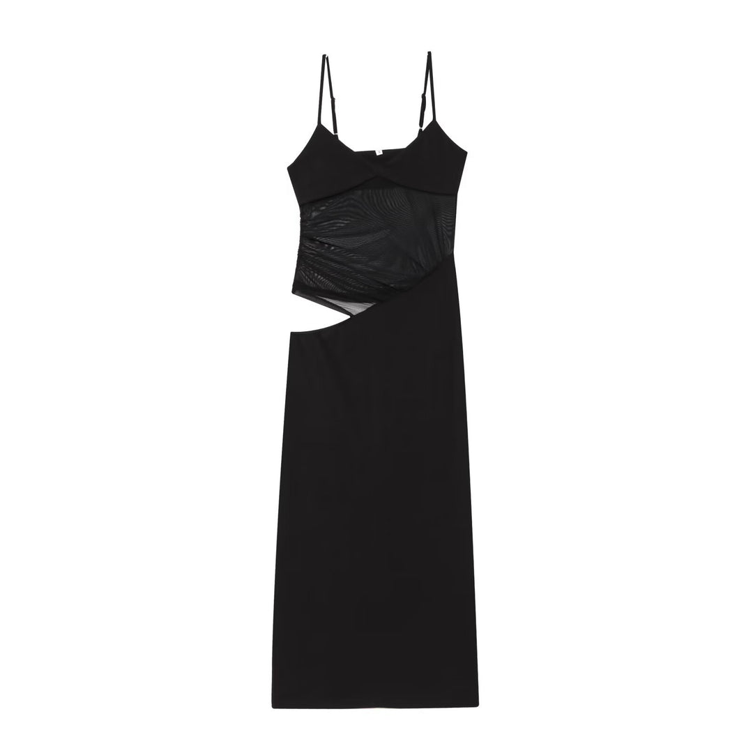 Damen Maxikleid mit raffiniertem asymmetrischen Design und eleganten Spaghetti-Trägern R&B