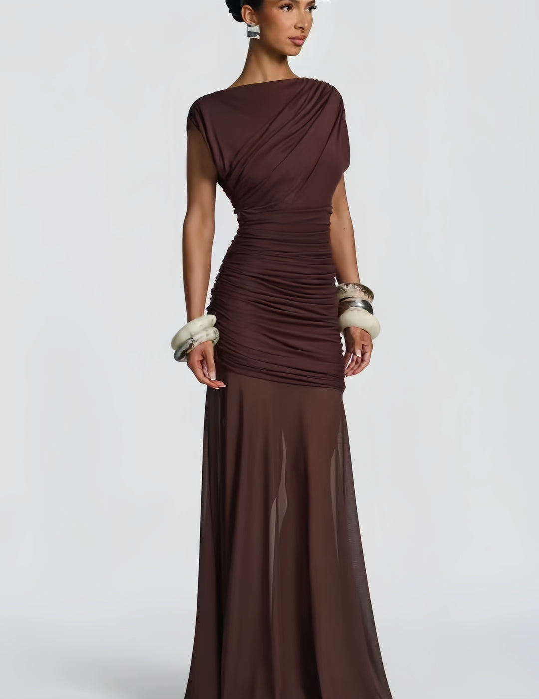 Damen Elegantes und figurbetontes Abendkleid mit Raffungen R&B
