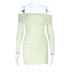 Damen Off-Shoulder Minikleid mit Raffungen R&B