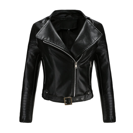 Übergangsjacke Damen schwarz im Biker-Design tailliert