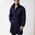 Herren klassischer Trenchcoat mit stilvollem Gürtel und doppelter Knopfreihe R&B