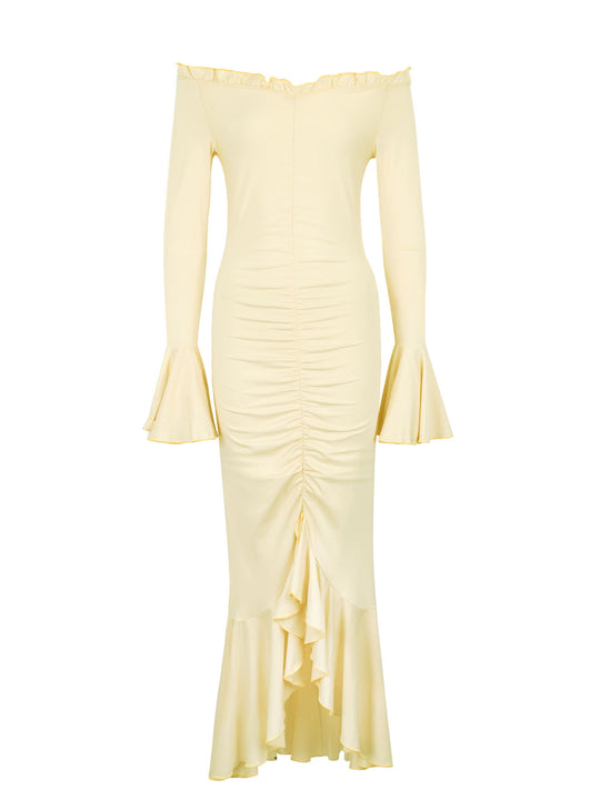 Damen Wickelkleid mit Rüschendetails und charmanten Ärmeln R&B