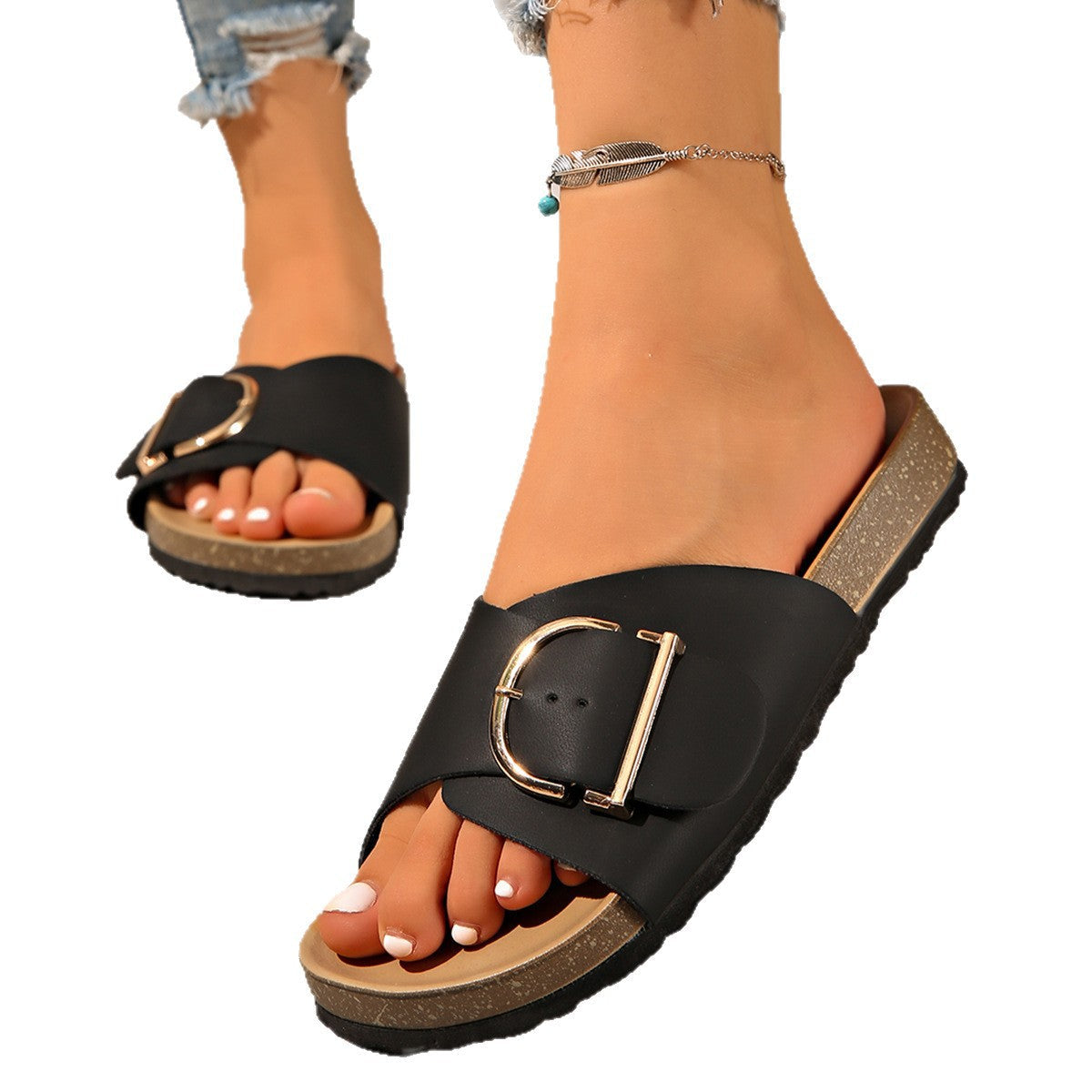 Damen modische Mules mit eleganter Schnallenverzierung und bequemer Fußbettung R&B