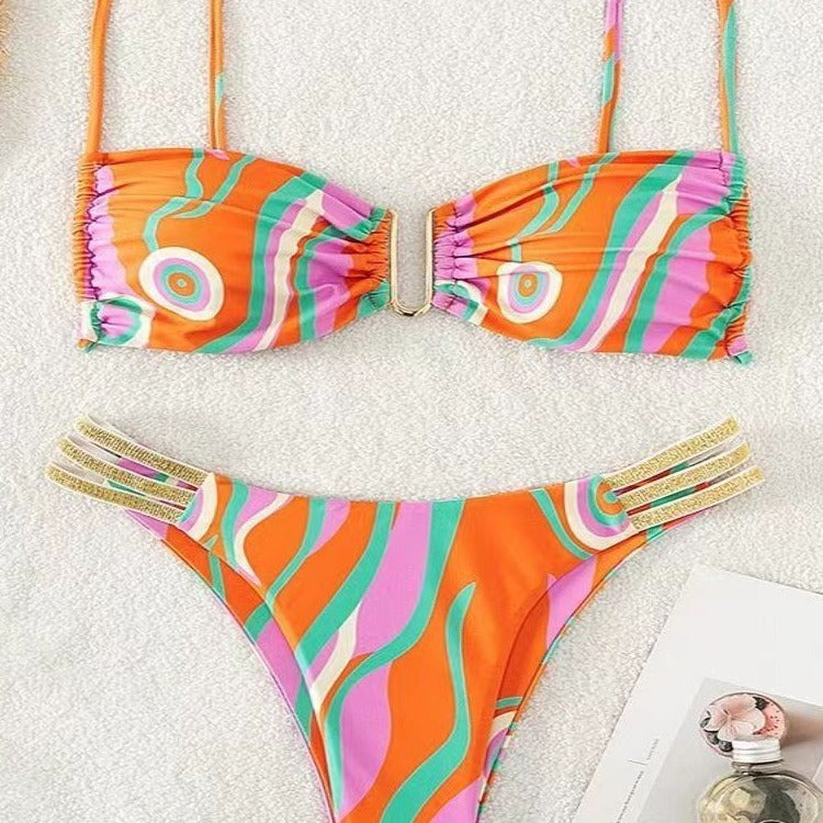 Damen Triangel-Bikini mit elegantem Raffungseffekt und modischen Akzenten R&B