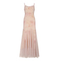 Damen elegantes Maxikleid aus transparenter Spitze und floralem Design R&B
