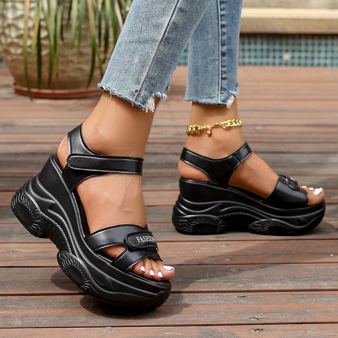 Damen Komfortable Plateau-Sandalen mit elastischen Riemen und modischem Design R&B