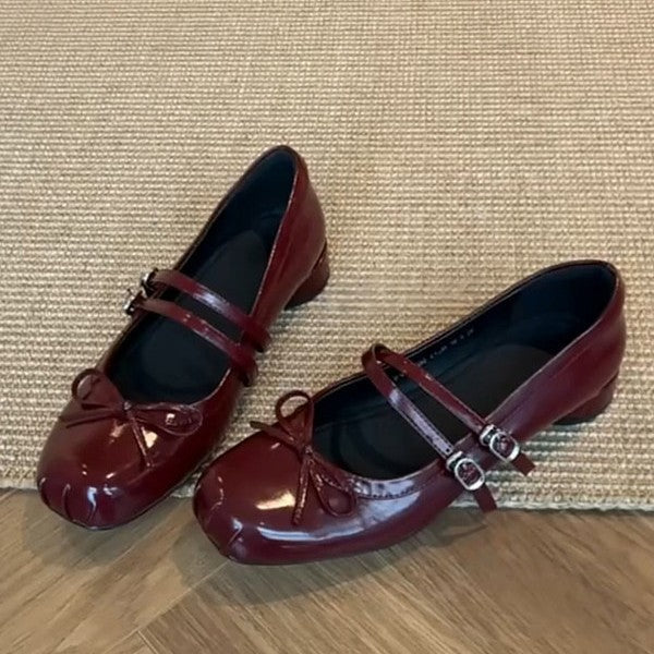 Damen elegante Ballerinas mit doppelt geschnalltem Riemchen und hübschem Schleifendetail R&B