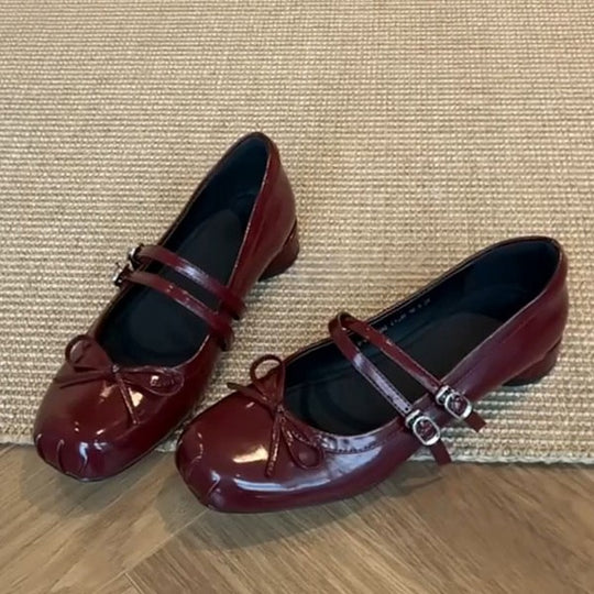 Damen elegante Ballerinas mit doppelt geschnalltem Riemchen und hübschem Schleifendetail R&B