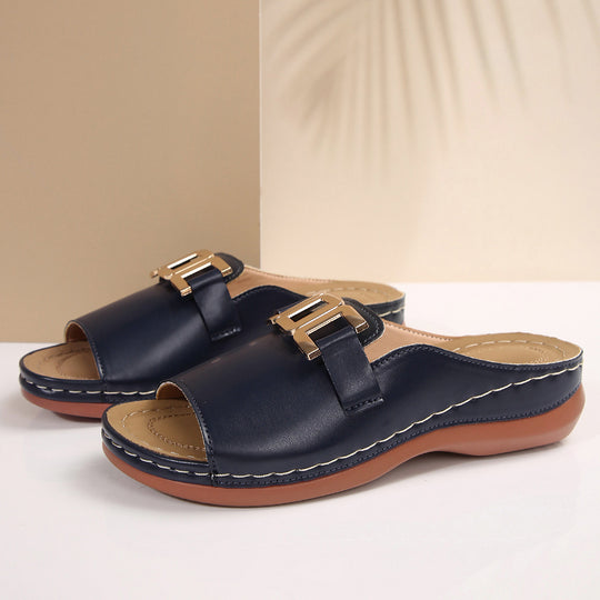 Damen Elegante Mules mit modischem Goldakzent und komfortablem Fußbett R&B