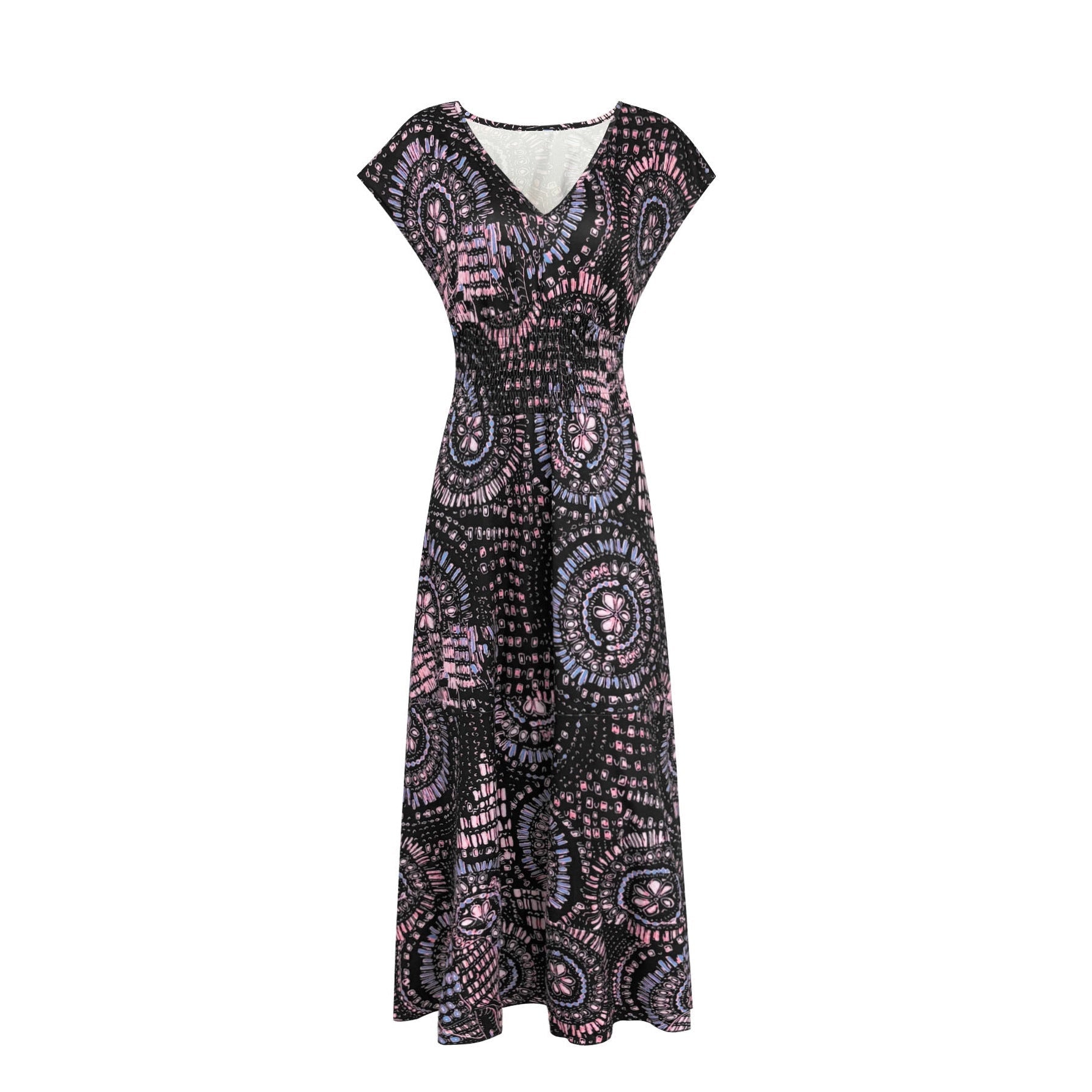 Damen Maxi-Kleid mit floralem Design und schmeichelndem V-Ausschnitt R&B