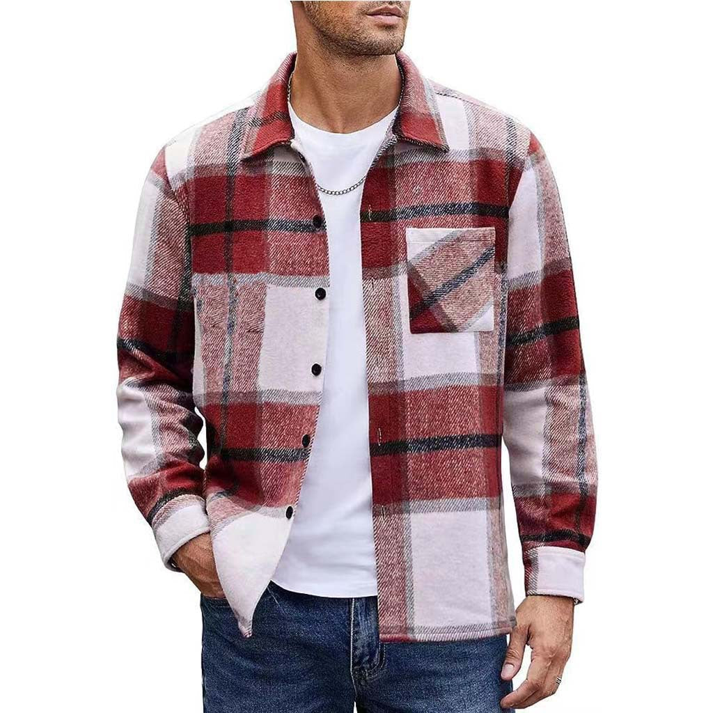 Herren nan oversized kariertes Flanellhemd mit Brusttasche und klassischem Knopfverschluss R&B